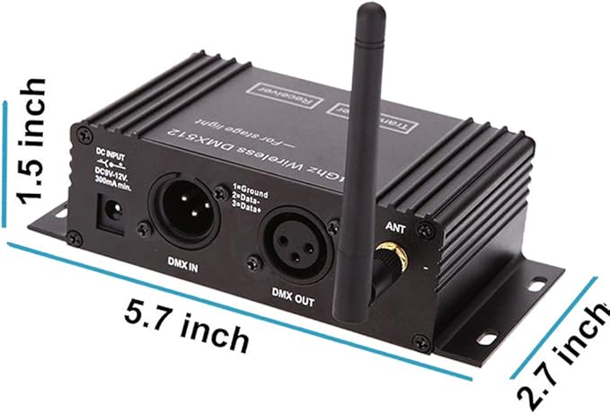CaalLogt DMX512 Controller 2.4G Wireless Controller Transmitter Receiver LCD Display Power Adjustable Lighting Repeater Controller 16 Groups ID Coding for Party DJ Show Club Stage Disco Stage Light