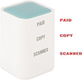 3-in-1 Office Copy/Scanned/Paid Stamps for Business, Pre Inked & Self Inking Rubber Company Stamp in Hand with Red Ink for Efficient Document Bookkeeping, Ordering, Accounting, Work Management