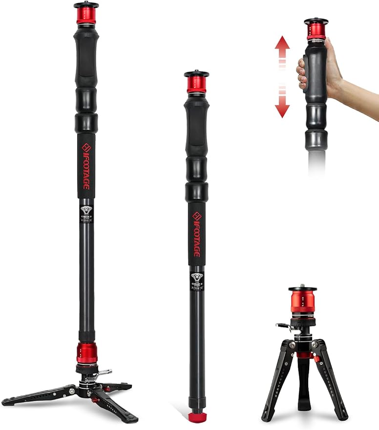 IFOOTAGE Monopod Cobra 3 Strike A150S, 1/4'' & 3/8'' Quick Release Compatible by IFOOTAGE