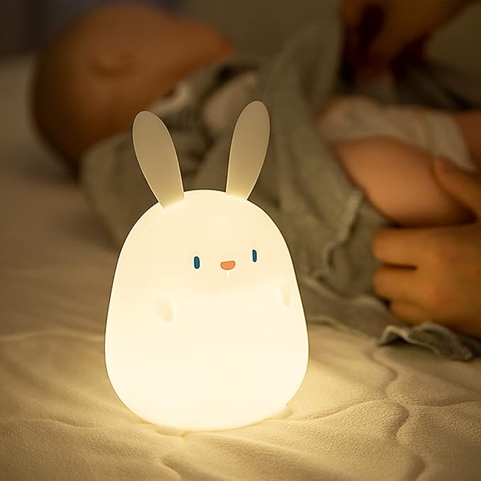 LEDHOLYT LED Cute Rabbit Night Light, Cute Silicone Bunny Lamp and Animal NightLight,LED Squishy Animal Light for Sleep,Kawaii Bedside Lamp Room,Rechargeable Bedside Touch Silicone Lamp (Rabbit)