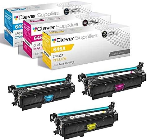 CS Replacement Toner Cartridge Compatible with HP CM4540 CF031A Cyan CF032A Yellow CF033A Magenta 646A Color CM4540fskm MFP Color Enterprise CM4540 MFP CM4540f 3 Color Set