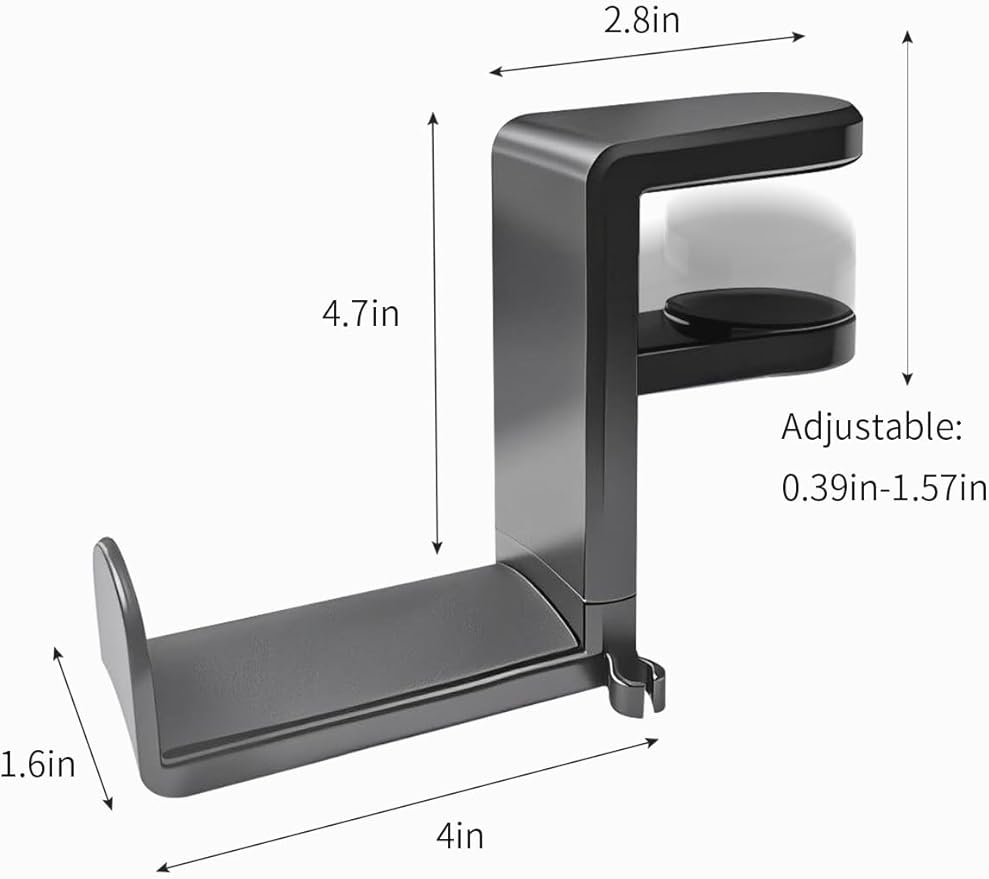 STEARBOR Headphone Hook，Under Desk Headphone Holder，PC Gaming Headset Holder，with 360 Degree Swivel & Cable Clip Organizer (Black)