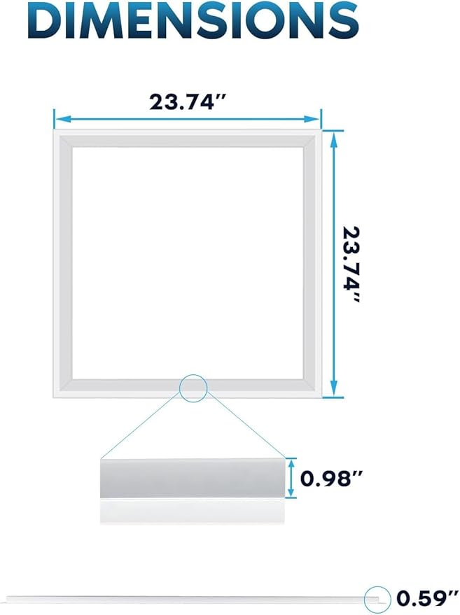 LED Energy Plus 2x2 FT Edge-Lit Frame LED Panel Lights,5CCT Selectable 3000K-6500K, 2600/3900/5200LM,20W/30W/40W Switch, Grid Drop Ceiling Lights,0-10V Dimmable,Damp Rated,100-277V,ETL Listed (6 Pack)