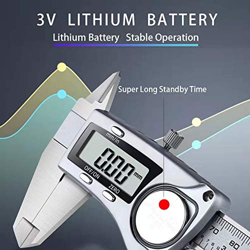 Simhevn Electronic Digital Calipers, inch and Millimeter Conversion,LCD Screen displays 0-6" Caliper Measuring Tool, Automatic Shutdown, Suitable for DIY/Jewelry Measurement (200mm Stainless Steel)