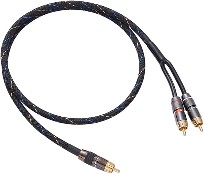 JORZOR Audiophile RCA to 2RCA Subwoofer Cable,1 RCA Male to 2 RCA Male Audio Cable RCA Y-Adapter,Oxygen-Free Copper,Nylon Braided Jacket (3M(9.9FT)) (RANHANG1)