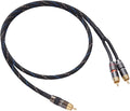 JORZOR Audiophile RCA to 2RCA Subwoofer Cable,1 RCA Male to 2 RCA Male Audio Cable RCA Y-Adapter,Oxygen-Free Copper,Nylon Braided Jacket (1M(3.3FT))