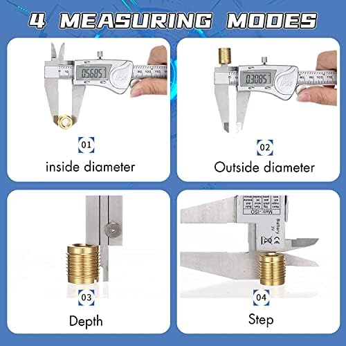 Simhevn Electronic Digital Caliper, inch/Millimeter/Fraction Conversion,LCD Screen displays 0-6" Caliper Measuring Tool, Automatic Shutdown, Suitable for DIY/Jewelry Measurement