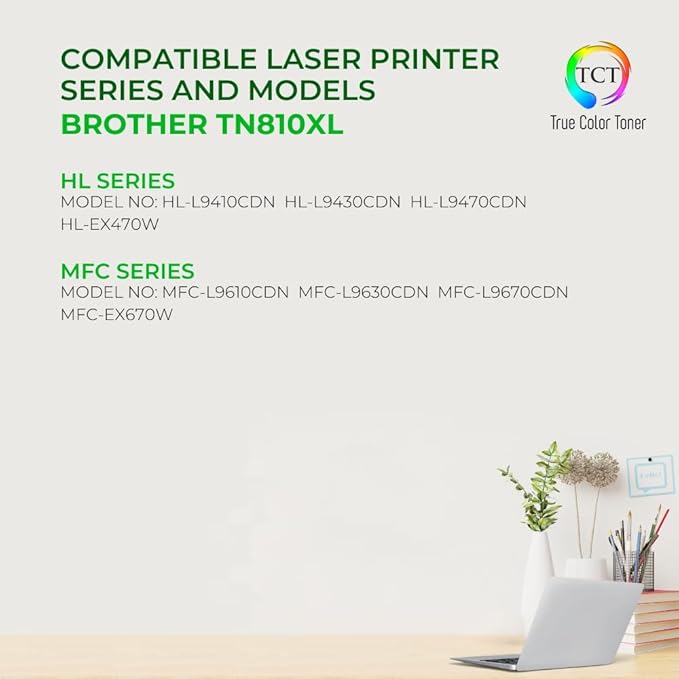 TCT TN810XL Black Toner Cartridge 2 Pack - Compatible Replacement for Brother TN-810XL Black High Yield Works with Brother HL‐L9410CDN L9430CDN MFC‐L9610CDN L9630CDN Printers (12,000 Pages)