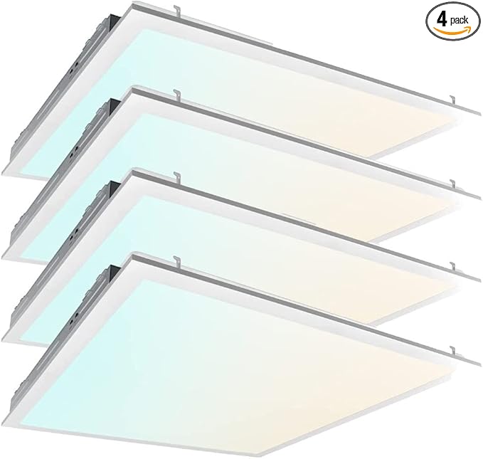 2x2 FT LED Light Flat Panel, 20/30/40W, CCT Selectable 30K | 35K | 40K | 50K | 65K, 0-10V Dimmable Recessed Drop Ceiling Lights, 2500/3750/5000 Lumens, Lay in Fixture, 120-277V, UL DLC(4 Pack)