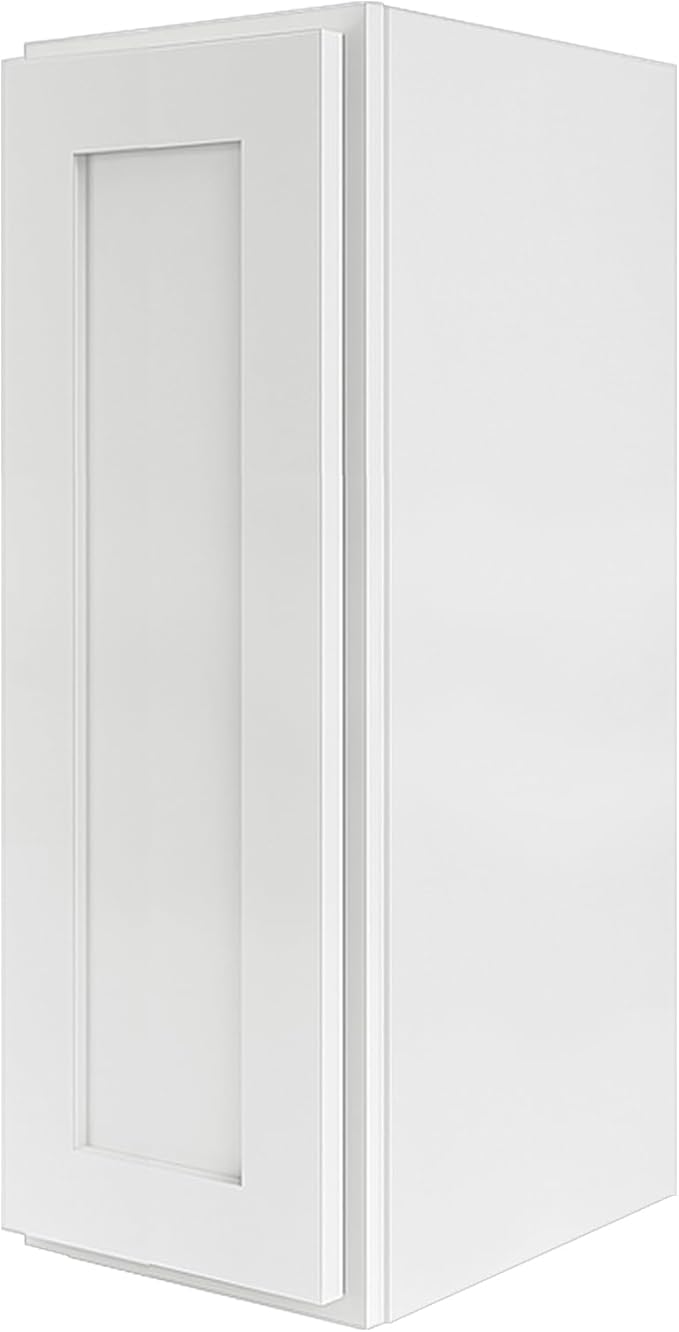 Wall Kitchen Cabinets, RTA Cabinets, White Shaker Cabinet, Wall Mounted, RTA Upper Cabinet, Modern for Kitchen and Bathroom with Door (White, 12" W x 42" H x 12" D)