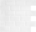 SMART TILES Peel and Stick Backsplash - 10 Sheets of 10.95" x 9.70" - 3D Adhesive Peel and Stick Tile Backsplash for Kitchen, Bathroom, Wall Tile, Subway White