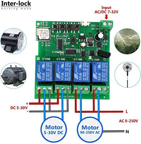 Newgoal 4 Channels WiFi Wireless Smart Switch Inching Self-Locking Relay Module,for DIY Access Control, Garage Door Opener with 433RF Remote Control （Ewelink App）
