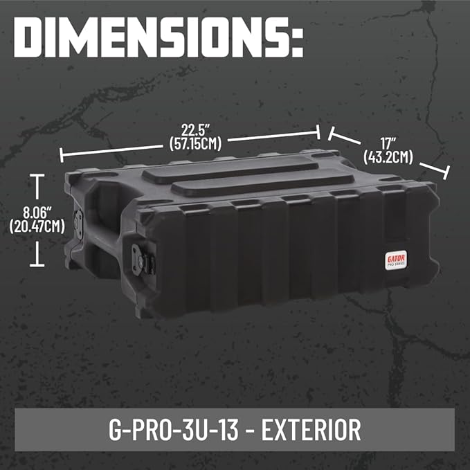 Gator Cases Pro Series 3U Rack Case with Shallow 13" Depth, Roto Molded Made in USA (G-PRO-3U-13)
