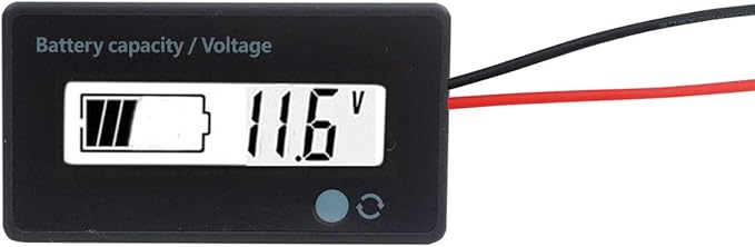 12V 24V 36V 48V Battery Meter, Voltage Indicator, Lead-Acid & Lithium Ion Battery Monitor, for Motorcycle Car Truck Vehicle Marine Boat Golf Cart Club Car - White