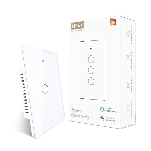 MOES ZigBee Smart Touch Wall Light Switch, Requires Tuya ZigBee Hub, No Neutral by MOES
