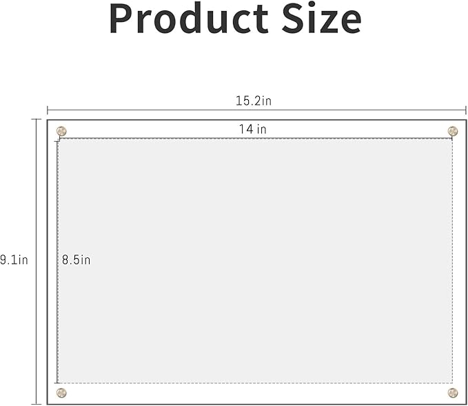 Kalami 8.5x14 Acrylic Wall Mount Picture Frame Self Adhesive, No Drill Floating Frameless Clear Photo Frame for Artwork Diploma Certificate or Large Size Document Display-Full Frame is 9x15