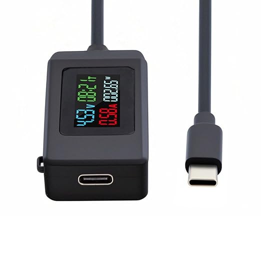 chenyang USB C Power Tester Digital Multimeter 4-30V 0-6.5A Color Screen Digital Display Real-Time Monitoring of Current/Voltage/Power/Work Time