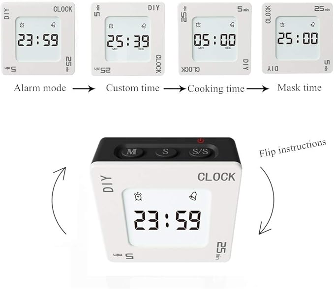 Timer, Creative Shaking Alarm Clock, 5, 25 and Any Minute Time Management Device, Kitchen Timer, Classroom or Meeting Timer, Sports Timer