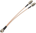 RedYutou F-Type RG6 3 Way Splitter Combiner Adapter F Male to F Dual Female RG316 Coaxial Cable 15cm/6 inch