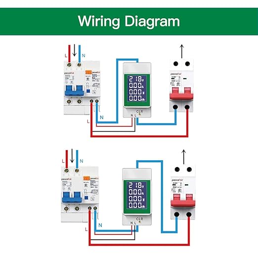 AC 50-300V 100A Multi Function Voltage Amperage Power Meter, Din Rail LCD Digital Backlight Energy Monitor, Built-in Current Transformer Ammeter Voltmeter, Single Phase Tester