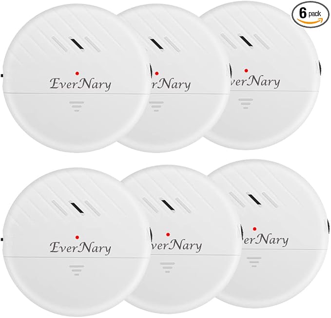 EverNary Window Vibration Alarm,6Pack 125dB Loud Ultra-Slim Anti-Theft Alarm for Door and Window Glass Break Sensor Alert with Adjustable Sensitivity (6, White)