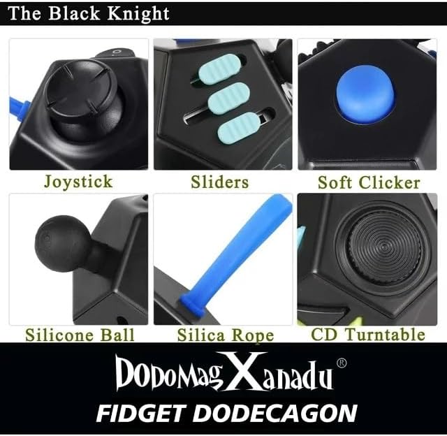 Fidget Dodecagon –12-Side Fidget Toys Cube Relieves Stress and Anxiety Anti Depression Travel Toy Christmas Stocking Stuffers Gifts for Children and Adults（A5 Black）