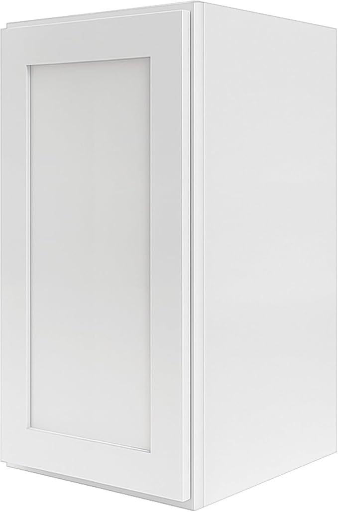 Wall Kitchen Cabinets, RTA Cabinets, White Shaker Cabinet, Wall Mounted, RTA Upper Cabinet, Modern for Kitchen and Bathroom with Door (White, 15" W x 36" H x 12" D)