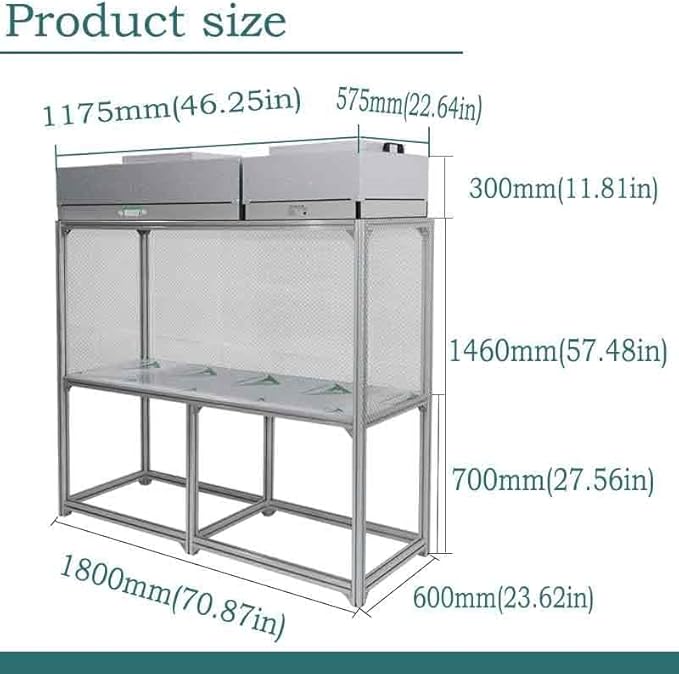BEILOCKERY 110V Vertical Laminar Dust Free Workshop with HEPA Filter, 70.86"×23.62" Aluminum Air Flow Clean Bench, for Phone Repair Workshop, Laboratory Use