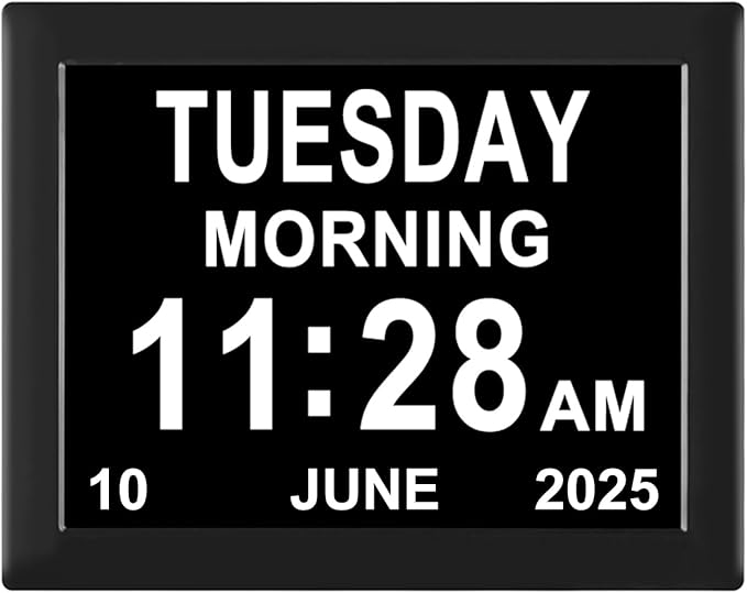 Jaihonda 8 Alarm Options Clock with Day and Date for Elderly,Level 10 Dimmable Dementia Clocks for Seniors,Large Diaplay Digital Clocks with Large Number,Alzheimers Clock(8 inch)
