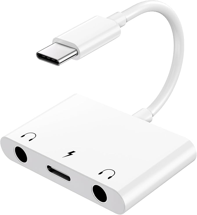 INVERSE NET Headphone Adapter for iPad, Headphone Splitter for 2 Headphones,3 in 1 USB C to 3.5mm Jack Audio Adapter with 60W Fast Charging Compatible with S24/23 Ultra.