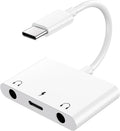 INVERSE NET Headphone Adapter for iPad, Headphone Splitter for 2 Headphones,3 in 1 USB C to 3.5mm Jack Audio Adapter with 60W Fast Charging Compatible with S24/23 Ultra.