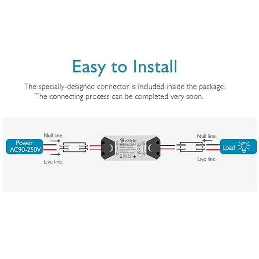 eMylo Smart WiFi Light Switch Wireless Relay Switch Module Remote Control Home Automation Timers Compatible with Alexa Echo Google Home iPhone Android App (6 Pack)