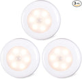 STAR-SPANGLED 3 Pack 2.8” Motion Sensor Lights Indoor AAA Battery Operated, Stick on LED Puck Light for Stairs, Under Cabinet, Closet, Warm White