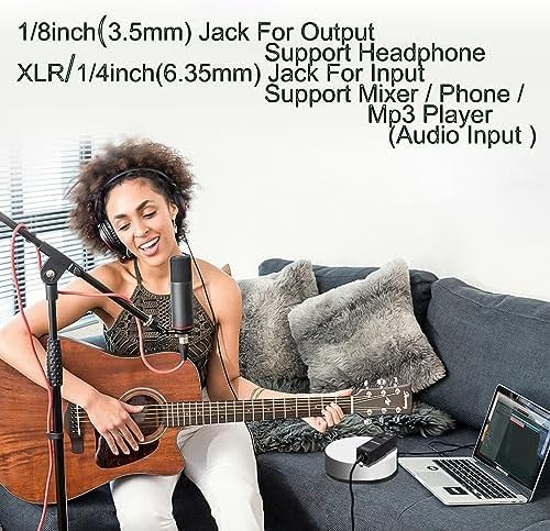Riworal battey powered Portable Personal Amplifier Analog Headphone Amplifier Stereo Headphone Earphone Amp Volume Control Audio Booster with XLR and TRS Input 3.5mm Output Jack