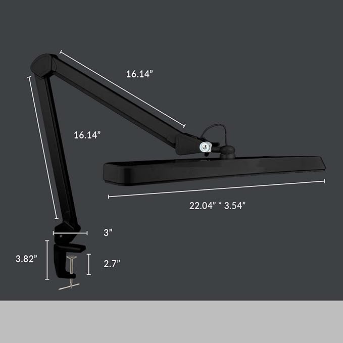Neatfi (New Model) XL 2,500 Lumens LED Task Lamp with Clamp, 5 Light Modes, 3000-6000K Correlated Color Temperature, 30W, Dimmable, 324 Pcs SMD LED, Desk Light for Home, Office (CCT, Black)