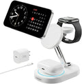 Fast Charging Station for iPhone 16/16 Pro/16 Pro Max, Wireless Charger Station for MagSafe iPhones, 3 in 1 Magnetic Charger Stand for iPhone 16/15/14/13/12 Series, Apple Watch & AirPods.(White)