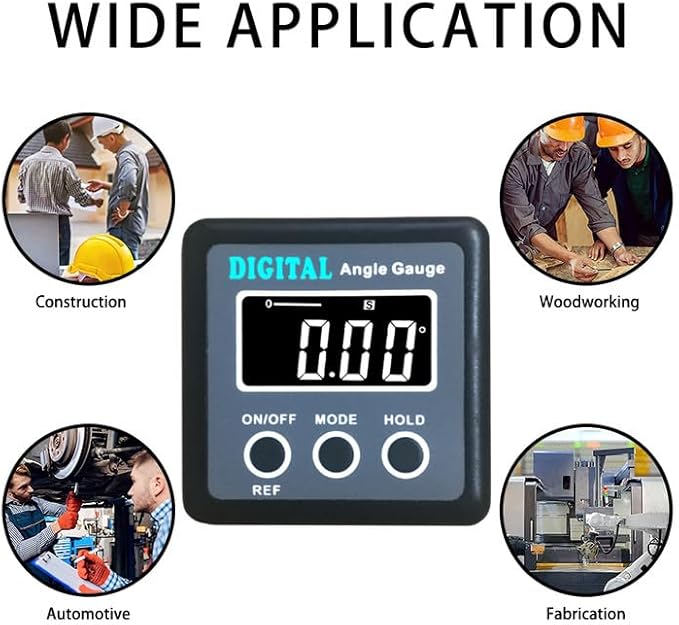 Digital Angle Gauge, eOUTIL Angle Finder Mini Digital Level Protractor Inclinometer with V-Groove Magnetic Base - Cube Level Box for Woodworking, Table Saw, Construction, Machinery, Masonry