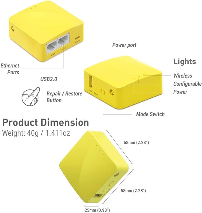 GL.iNet GL-MT300N-V2 Portable Mini Travel Wireless Pocket VPN WiFi Router - Image 2