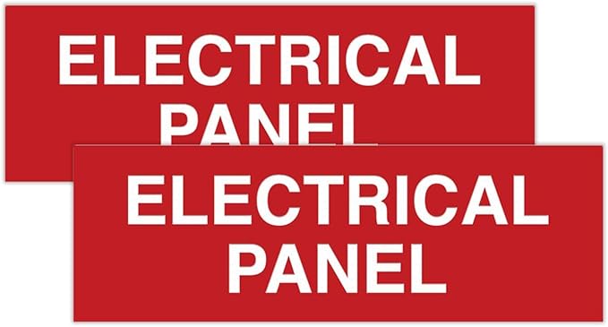 All Quality Basic Electrical Panel Sign - Fire Regulation Safety Compliance Sign -Red - Small (2 Pack)