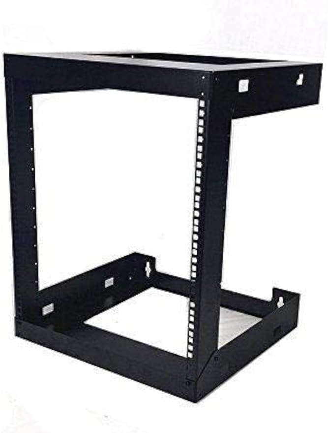 Raising electronics 12U Wall Mount Open Frame 19 Inch Server Equipment Rack Threaded 15 Inch Depth Black (12U)