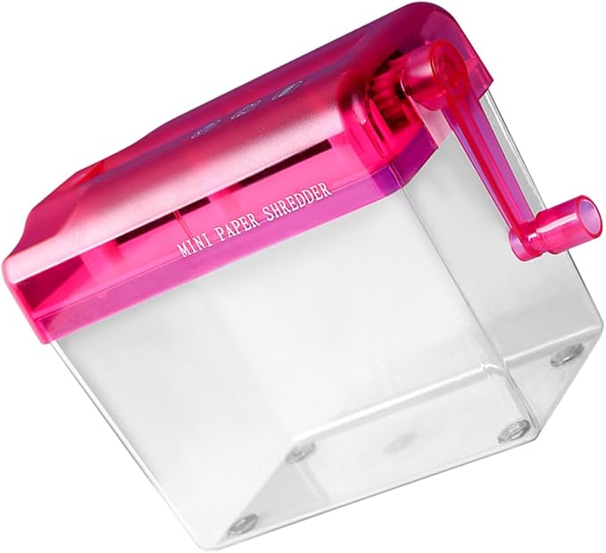 Healvian Manual Paper Shredder Small Desktop Handheld Red Compact Office and Home Use Convenient Hand Shredder for A4 Paper Documents