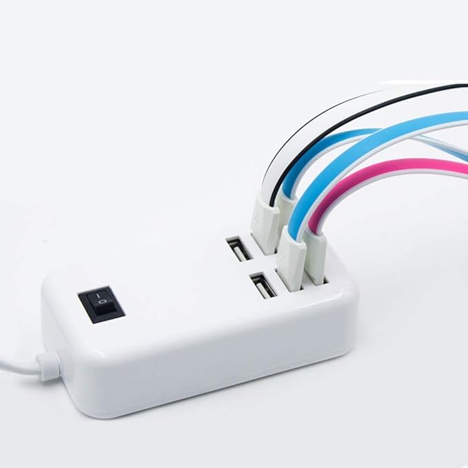 6 Ports USB Charger Hub Desktop US Plug AC Power Wall Travel Charging Adapter Slots Charging Station