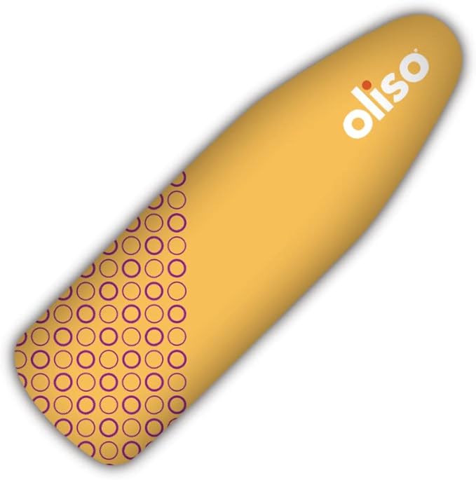 oliso Ironing Board Cover – 100% Cotton with Professional Felt Pad, Fits Standard 54" x 15" Boards – Secure Fit with Wide Elastic Edge & Adjustable Straps – Yellow