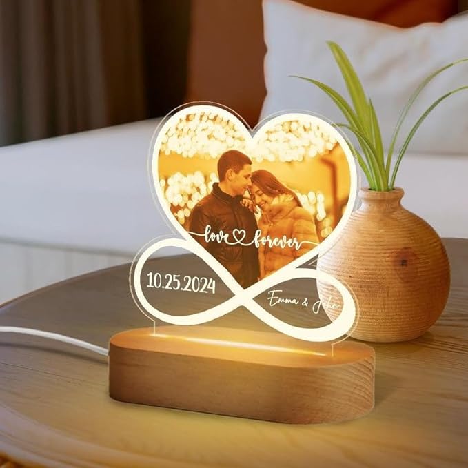 Personalized Couple Night Light, Custom Photo with Name LED Light, Gift for Couple, Love Forever Lamp, Valentine's Day Gift (Style 4)