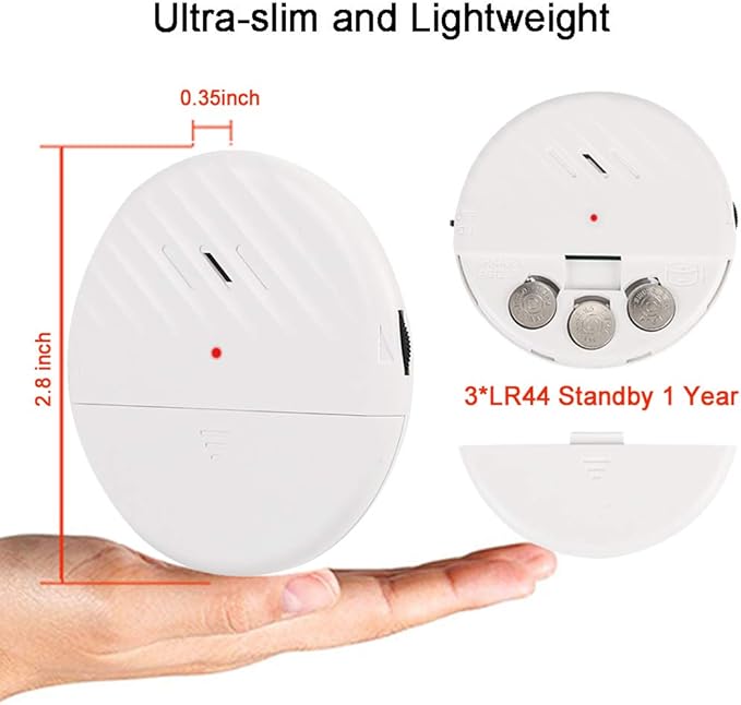 EverNary Window Vibration Alarm,6Pack 125dB Loud Ultra-Slim Anti-Theft Alarm for Door and Window Glass Break Sensor Alert with Adjustable Sensitivity (6, White)