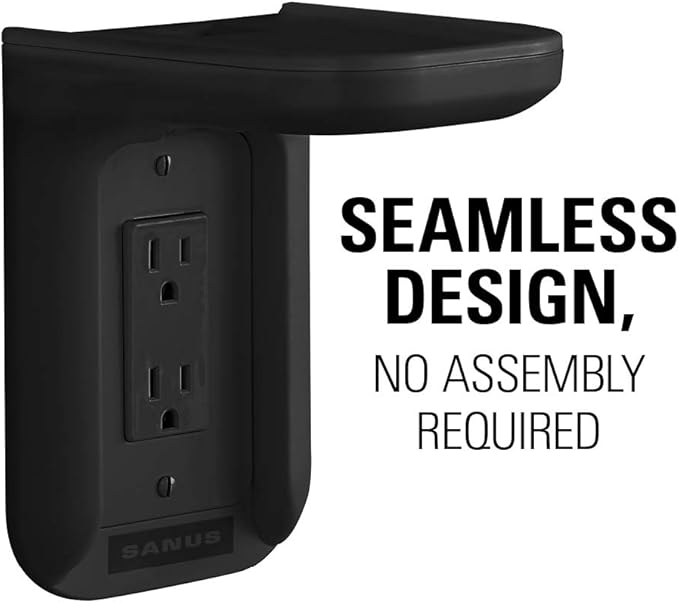 Sanus Outlet Shelf - Holds Any Device Up to 10lbs & Installs in Seconds - Includes Standard & Decora Style Outlet Covers & Integrated Cable Management Channel - Works for Sonos & Smart Home Speakers