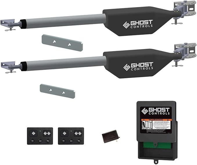 Ghost Controls Automatic Gate Opener Kit for Decorative Driveway Swing Gates with Gate Opener Remote - Solar Capable - PRO Series - Model LDM2K (2. LDM2K Kit)