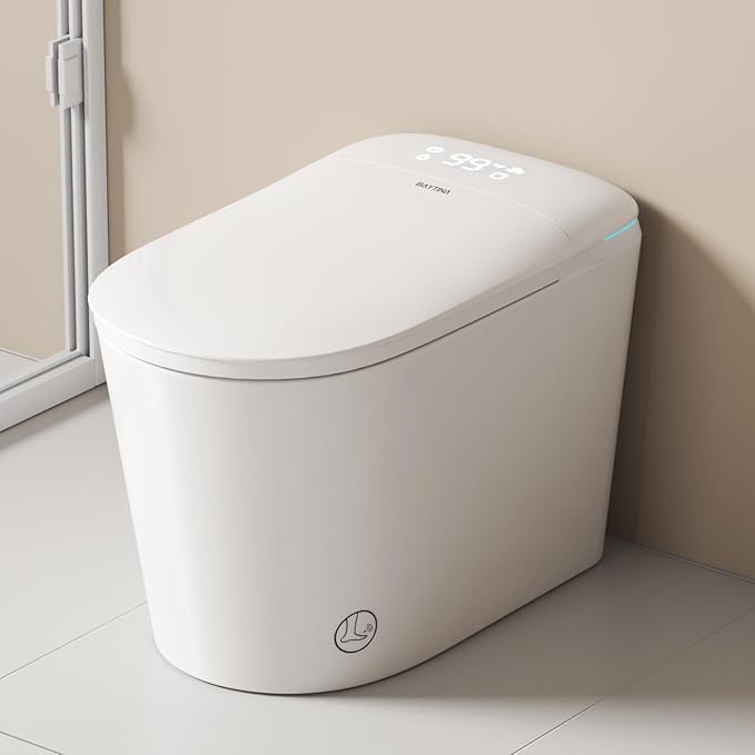 BAYTINA Smart Toilet with Auto Open/Close Lid, ADA Height Heated Seat, Warm Water Bidet, Dryer, Night Light, Dual Auto Flush, Foot Sensor Operation, Modern Elongated One-Piece Toilet for Bathrooms