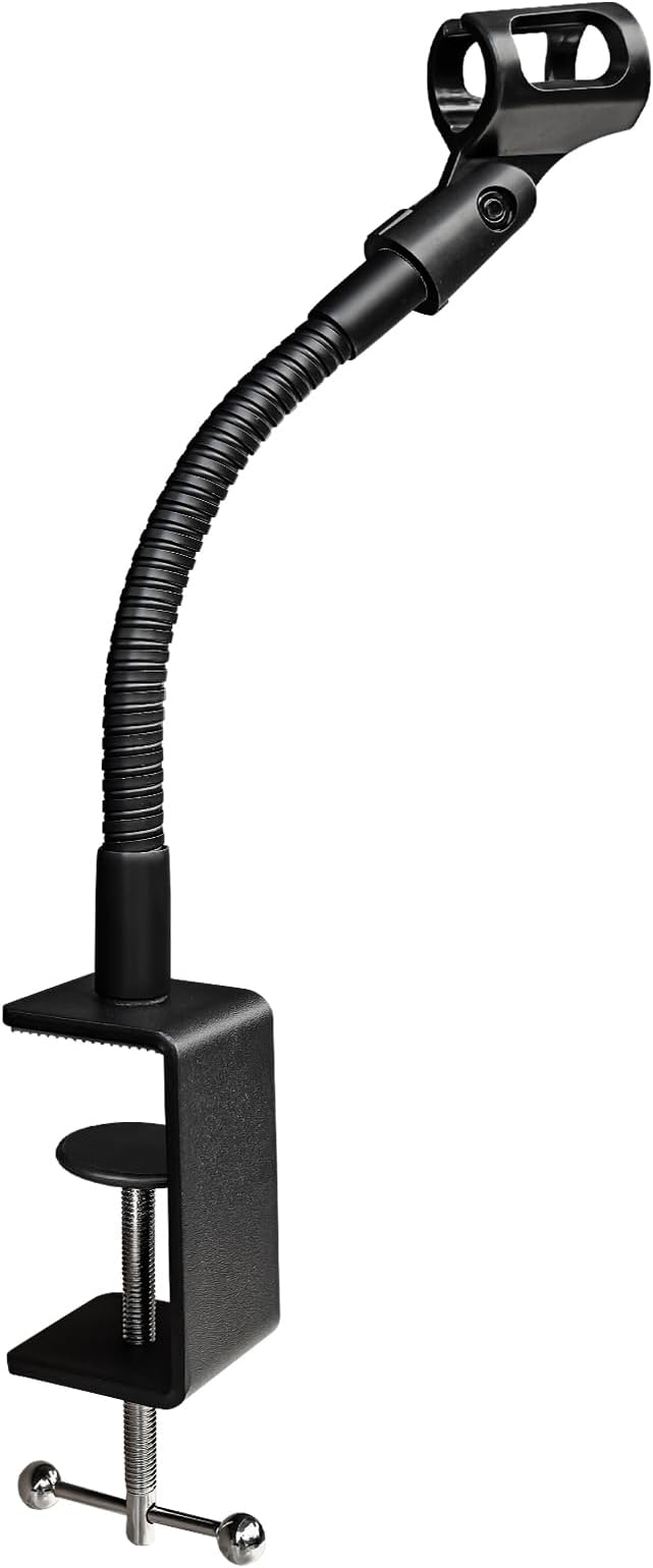 9-INCHS Flexible Gooseneck Microphone Stand with Heavy Duty Desk Clamp for Podcast, Meetings, Lectures, Radio Broadcasting Studio, Live Broadcast Equipment, TV Stations