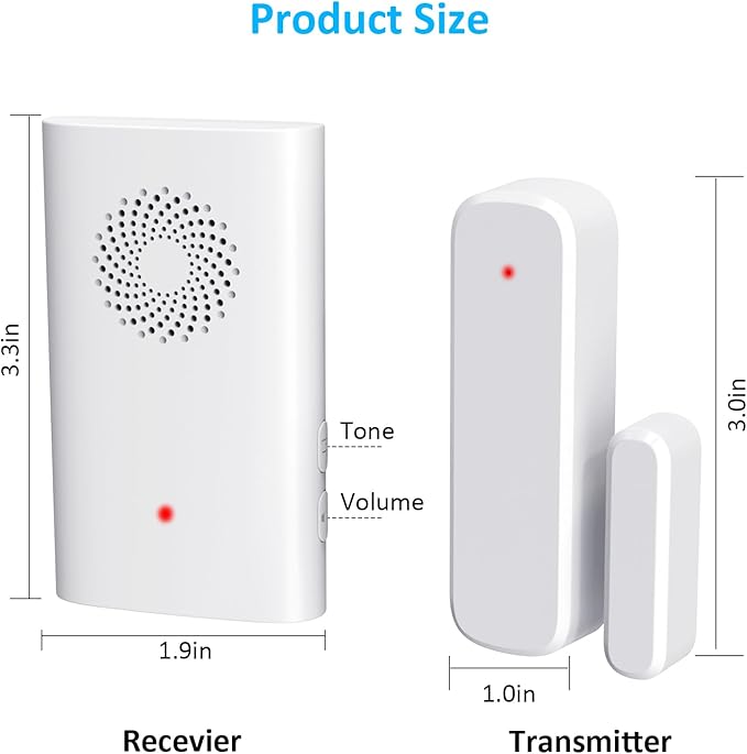 Wireless Door Chime for Business Entering, Door Open Alarm for Kid/Toddler Home Safety (500ft Range 51 Ringer) Door Dinger Buzzer Alert, 2 Receivers +1 Sensor